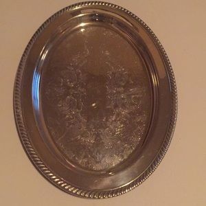 Oneida silver tray. 15” round glass relish insert